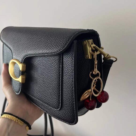 Cherry Glitter Bag Charm in Dark Red and Yellow Gold - Picture 8 of 8